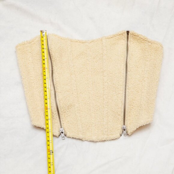 Out From Under Sherpa Double Zip Corset Small Lace Up Back - Picture 7 of 11